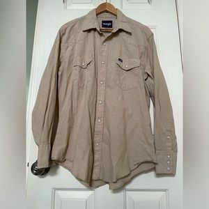 Wrangler Men's Western Shirt XL Brown, Sawtooth Pockets, Pearl Snap, Long Sleeve